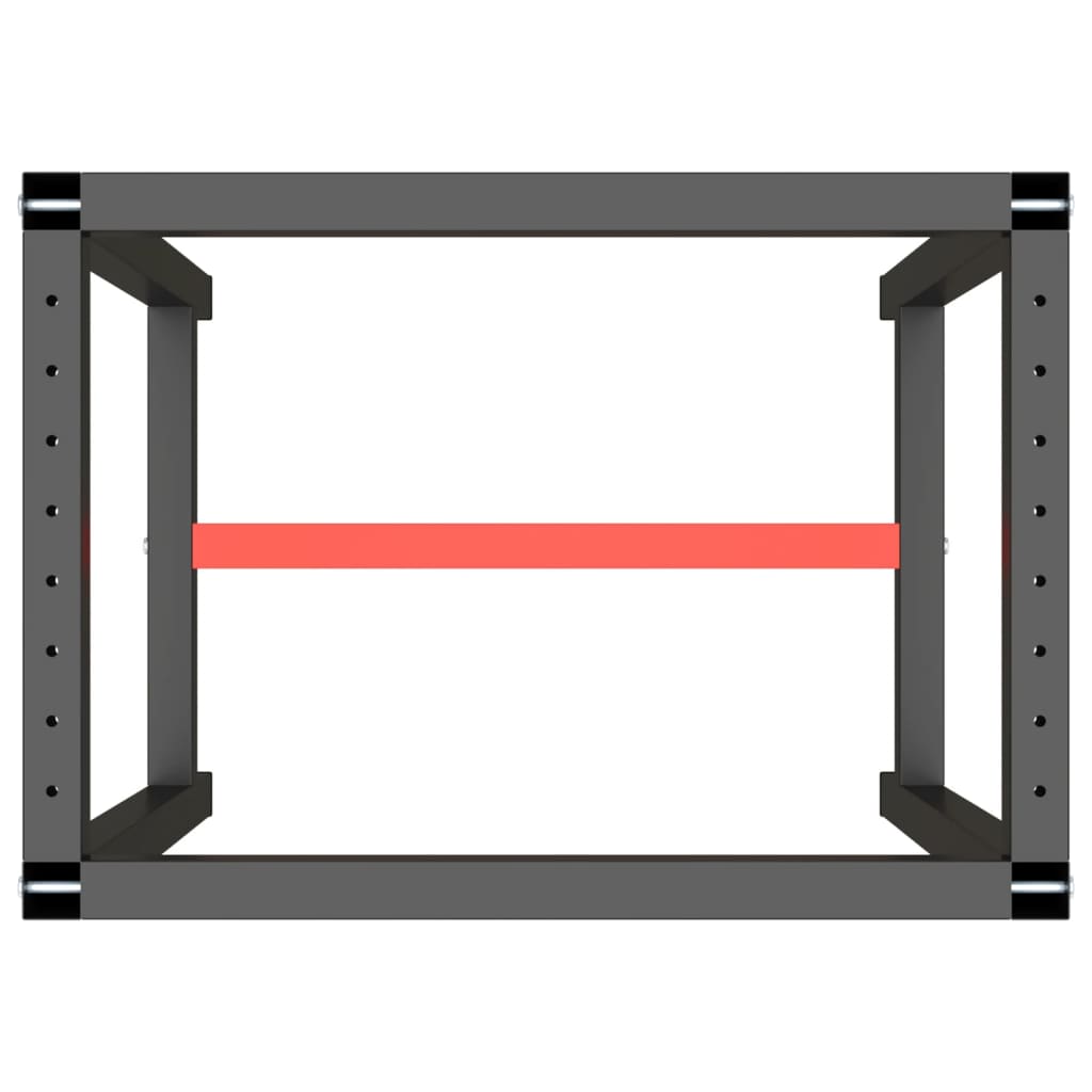 Werkbankgestell Mattschwarz und Mattrot 70x50x79 cm Metall