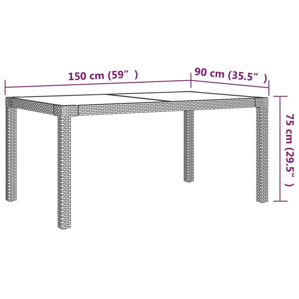 5-tlg. Garten-Essgruppe mit Kissen Poly Rattan Grau