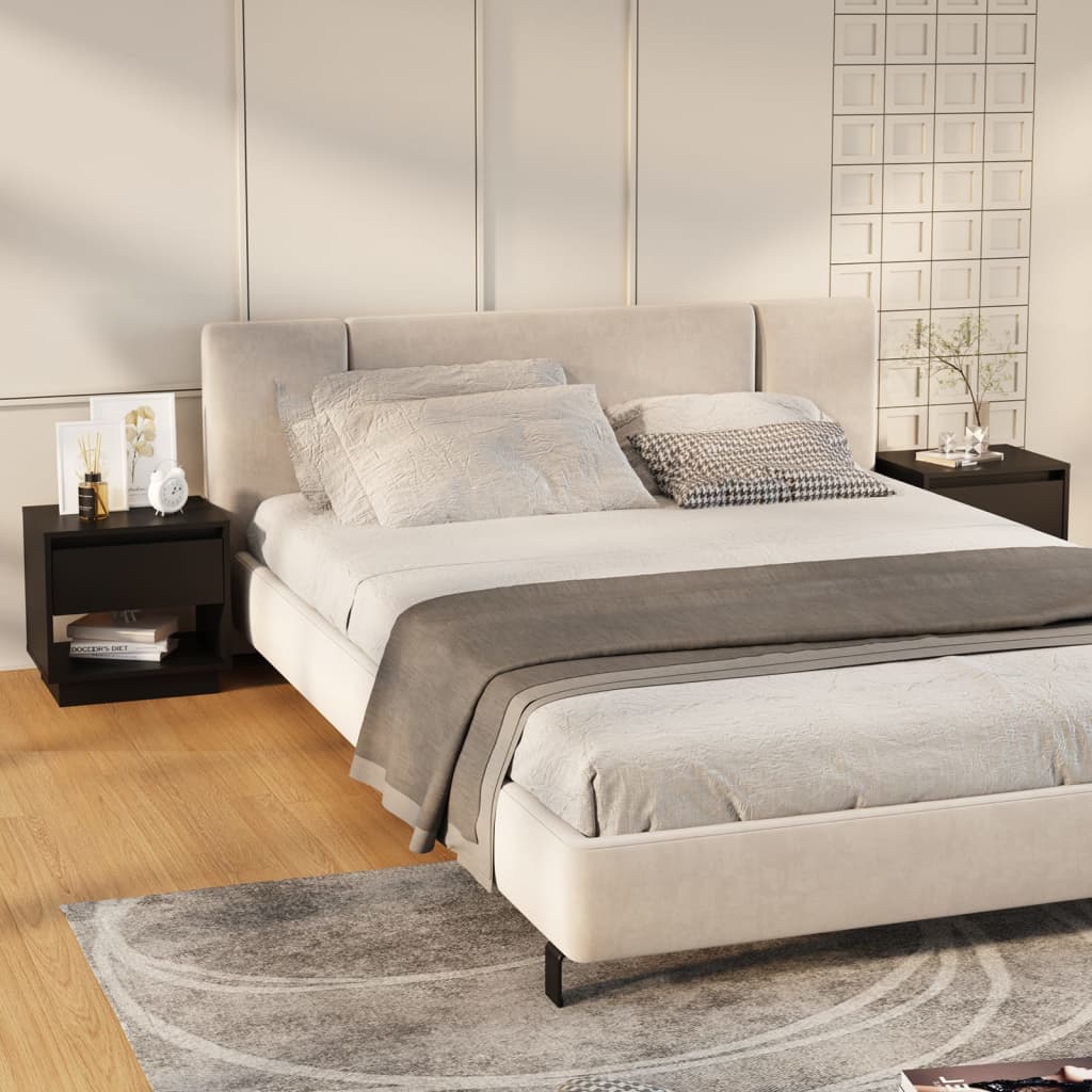 Nachttische 2 Stk. Schwarz 45x34x44 cm Holzwerkstoff