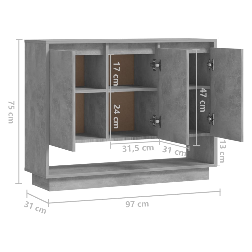 Sideboard Betongrau 97x31x75 cm Holzwerkstoff