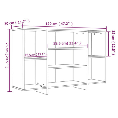 Sideboard Weiß 120x30x75 cm Holzwerkstoff