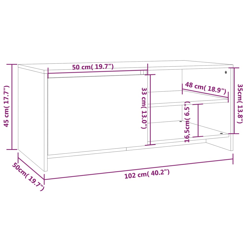 Couchtisch Sonoma-Eiche 102x50x45 cm Holzwerkstoff