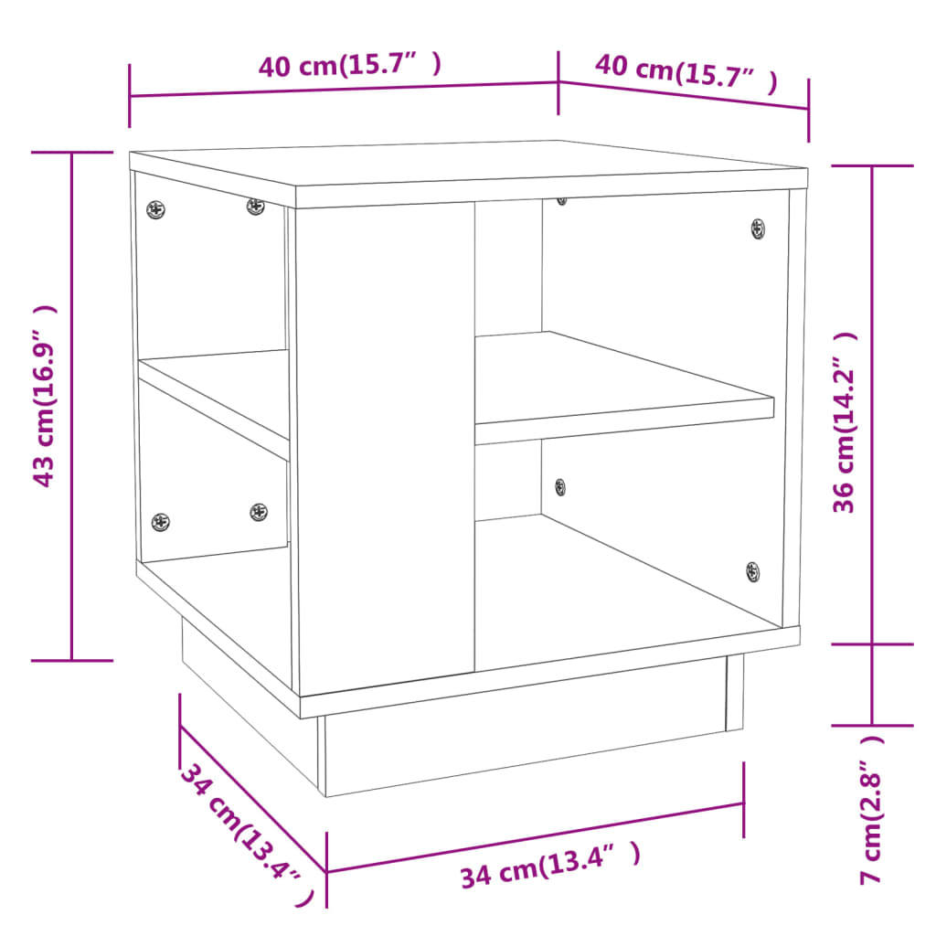 Couchtisch Sonoma-Eiche 40x40x43 cm Holzwerkstoff