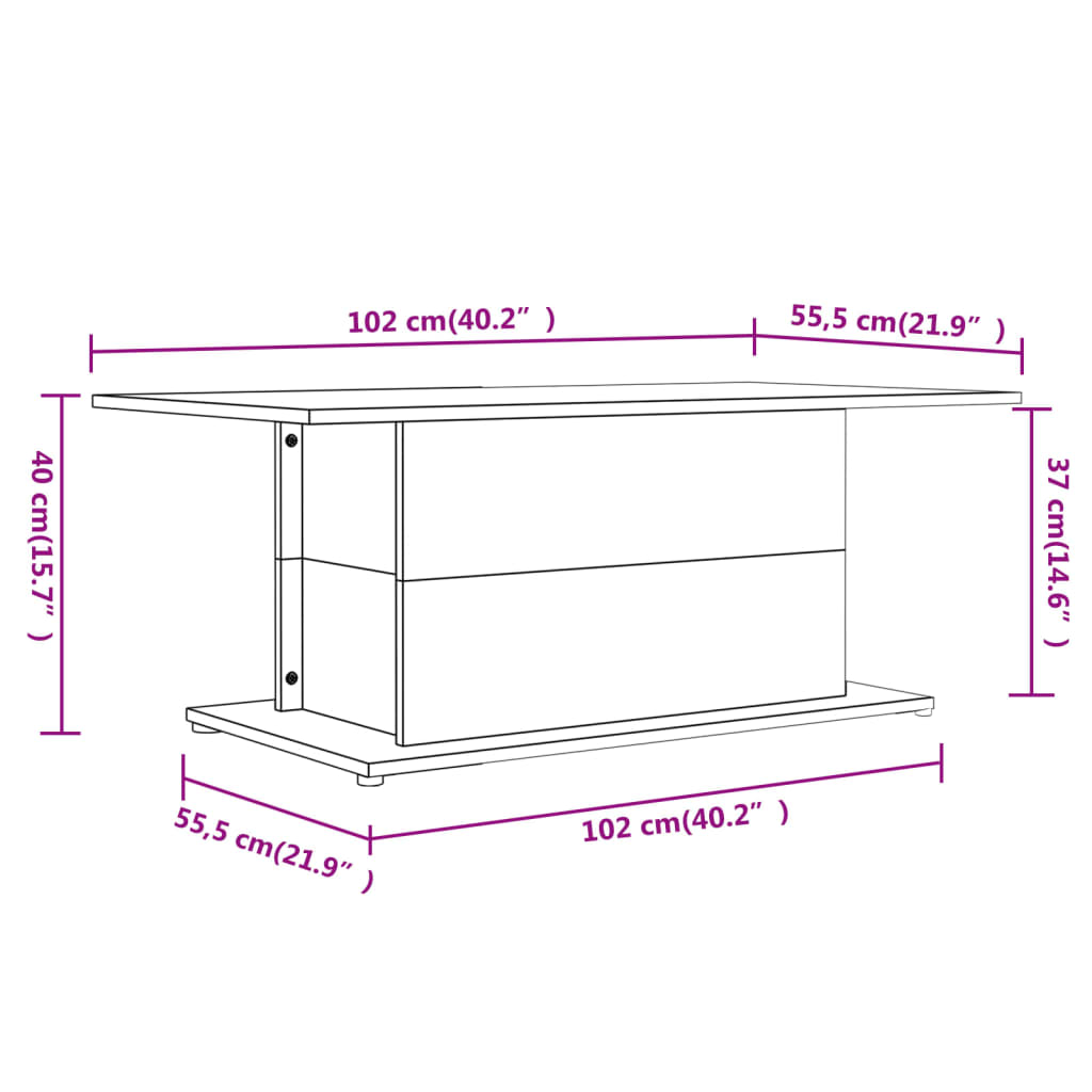 Couchtisch Betongrau 102x55,5x40 cm Holzwerkstoff