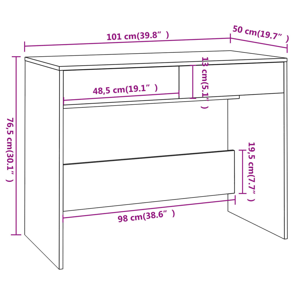 Schreibtisch Räuchereiche 101x50x76,5 cm Holzwerkstoff