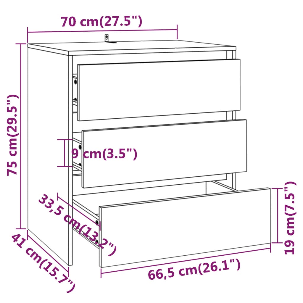 Sideboard Räuchereiche 70x41x75 cm Holzwerkstoff