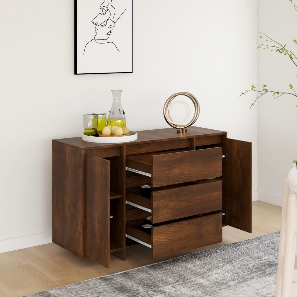 Sideboard mit 3 Schubladen Braun Eichen-Optik 120x41x75 cm