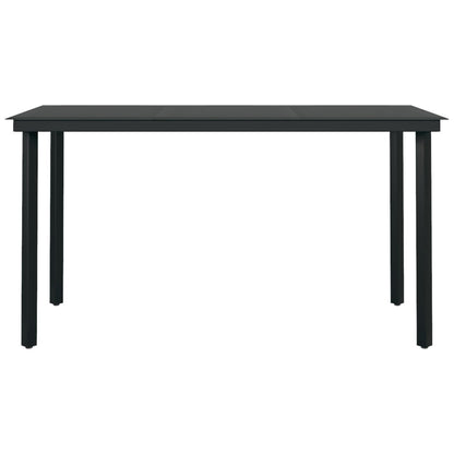 Garten-Esstisch Schwarz 140x70x74 cm Stahl und Glas