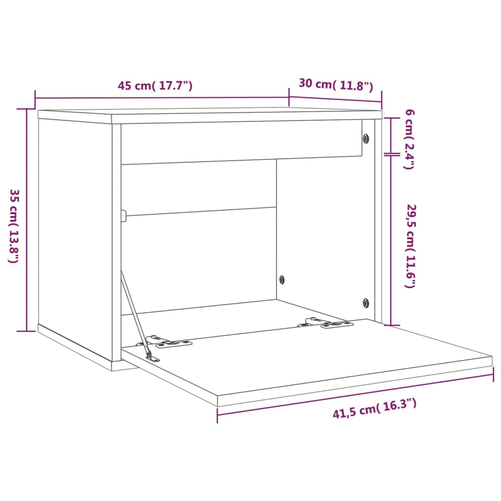 Wandschrank 45x30x35 cm Massivholz Kiefer