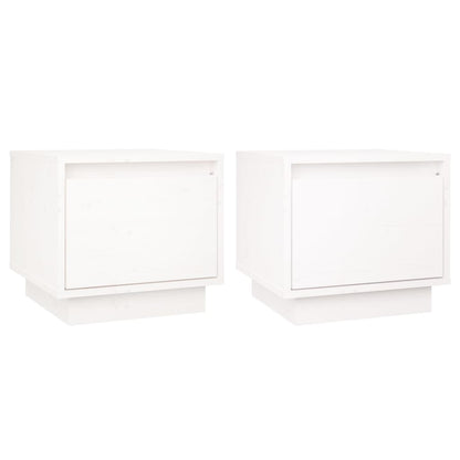 Nachttische 2 Stk. Weiß 35x34x32 cm Massivholz Kiefer