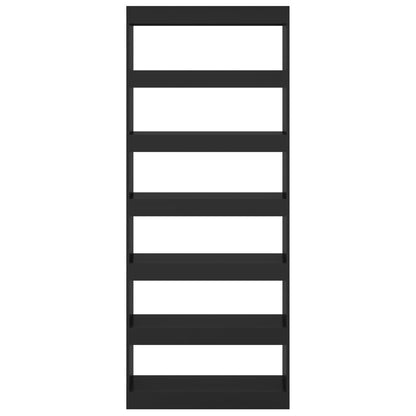 Bücherregal/Raumteiler Schwarz 80x30x198 cm Holzwerkstoff