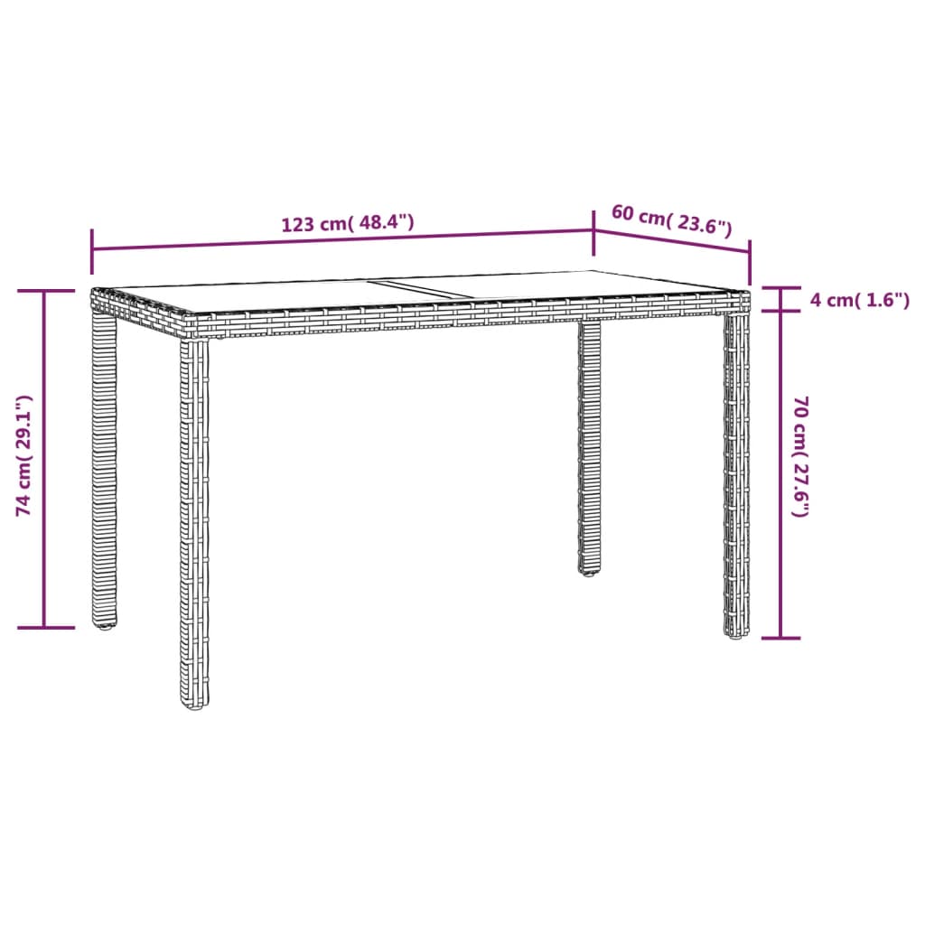 3-tlg. Garten-Essgruppe mit Kissen Poly Rattan Grau