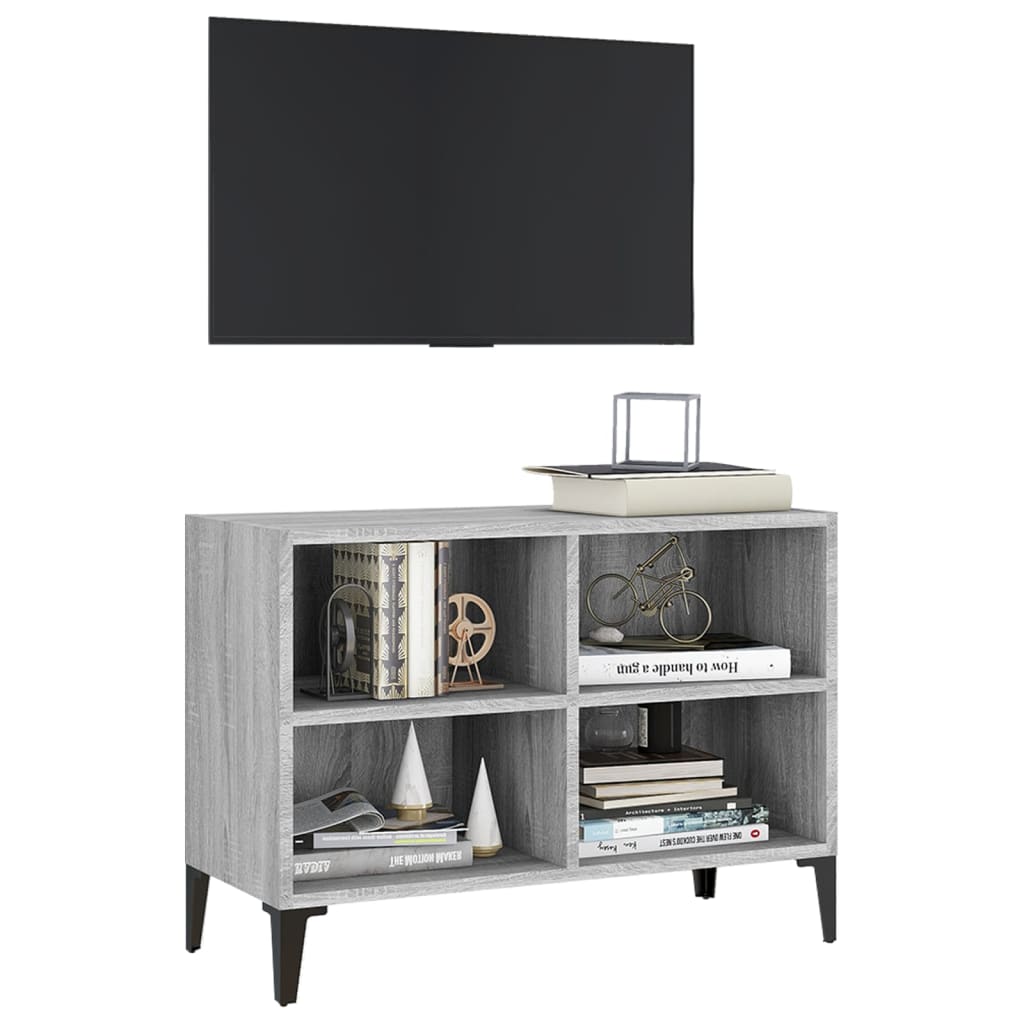 TV-Schrank mit Metallbeinen Grau Sonoma 69,5x30x50 cm