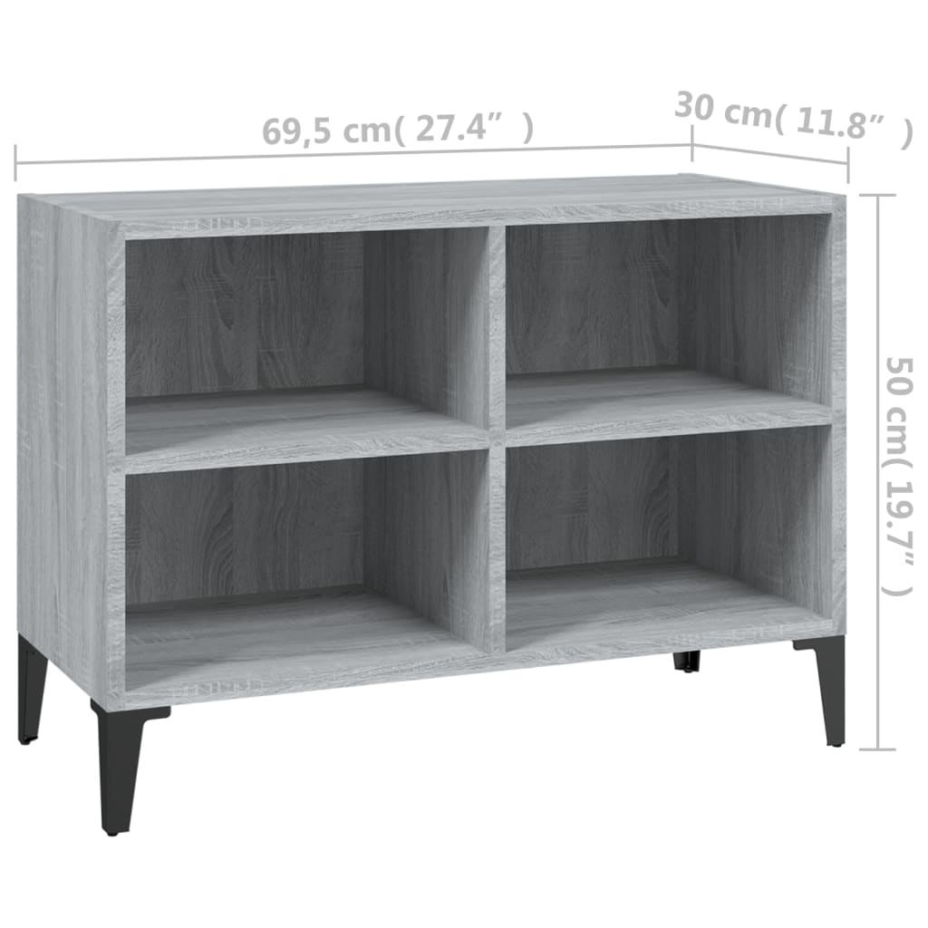 TV-Schrank mit Metallbeinen Grau Sonoma 69,5x30x50 cm