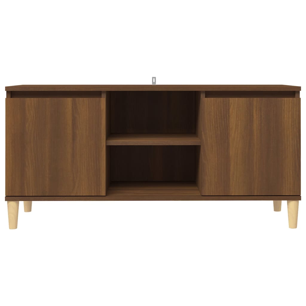 TV-Schrank Massivholz-Beine Braun Eichen-Optik 103,5x35x50 cm
