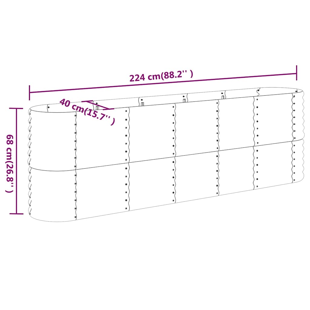 Hochbeet Verzinkter Stahl 224x40x68 cm Anthrazit