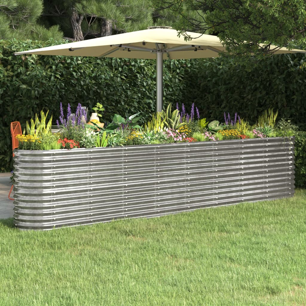 Hochbeet Verzinkter Stahl 332x40x68 cm Silbern