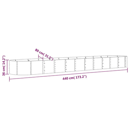 Hochbeet Verzinkter Stahl 440x80x36 cm Silbern