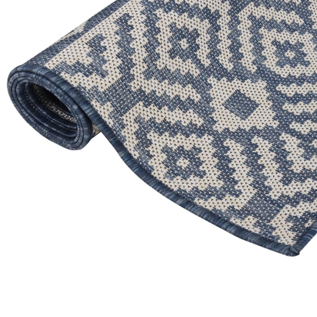 Outdoor-Teppich Flachgewebe 80x250 cm Blau Gestreift