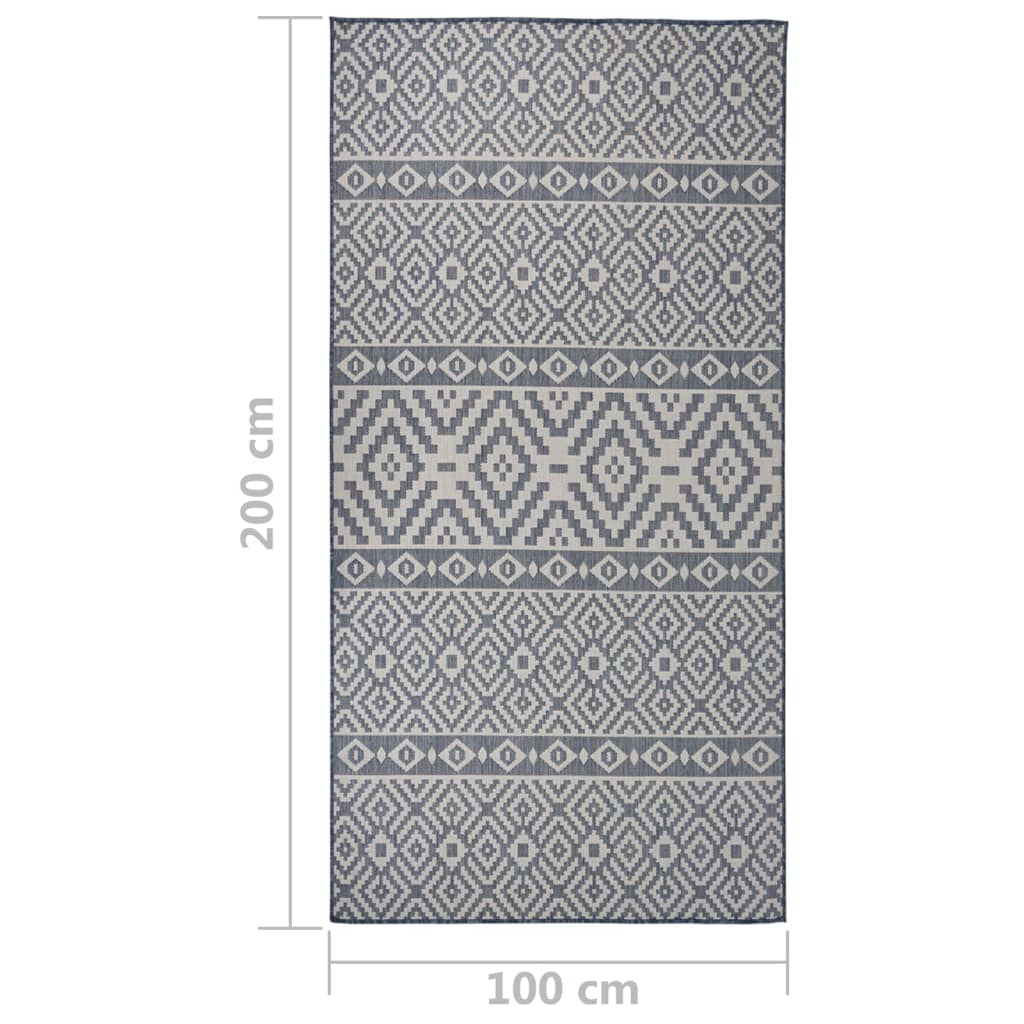 Outdoor-Teppich Flachgewebe 100x200 cm Blau Gestreift