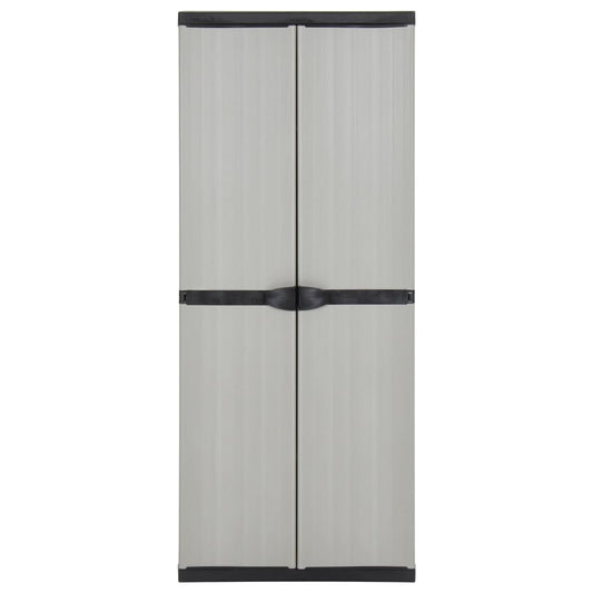 Garten-Lagerschrank mit 3 Böden Grau & Schwarz 68x40x168 cm