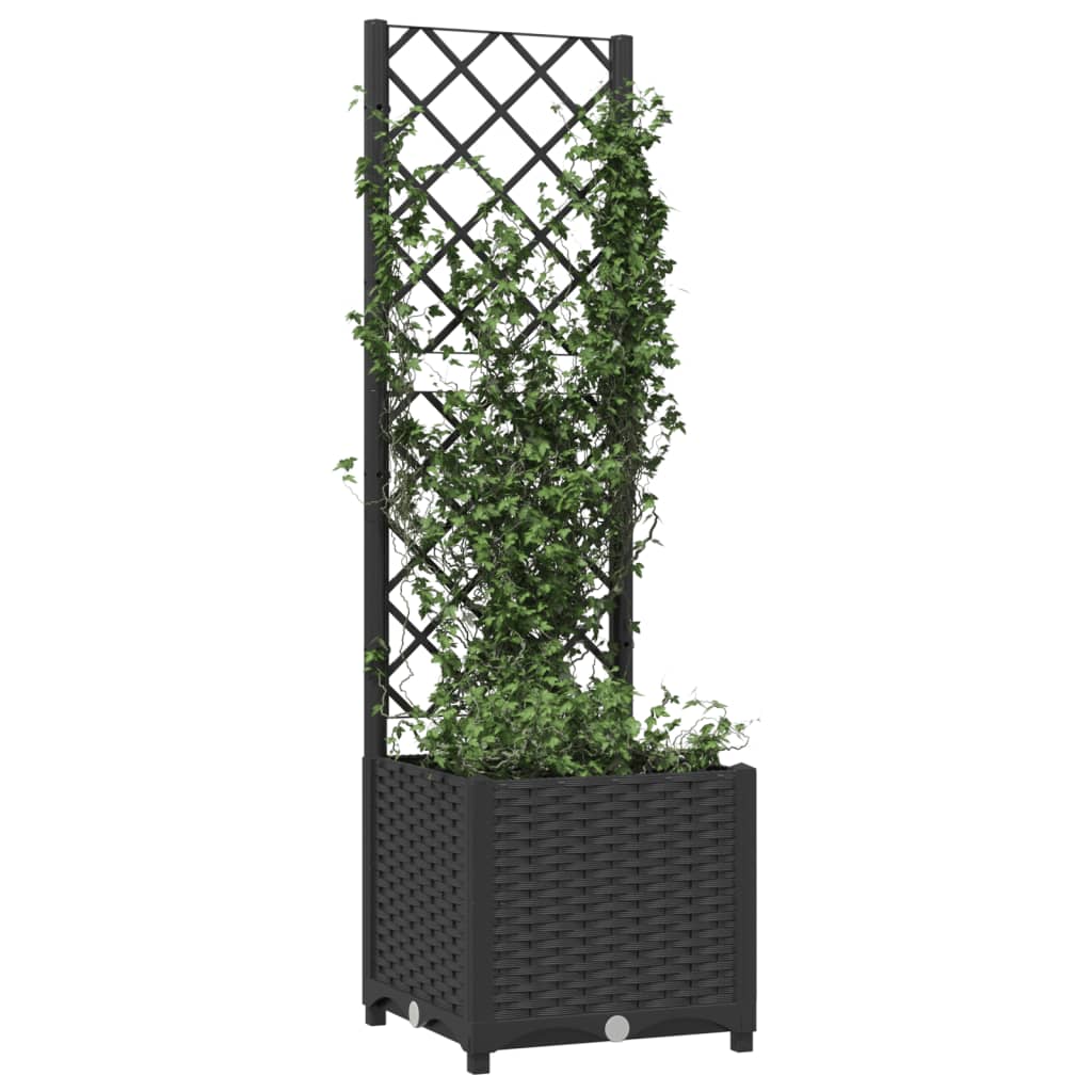 Pflanzkübel mit Spalier Schwarz 40x40x136 cm PP