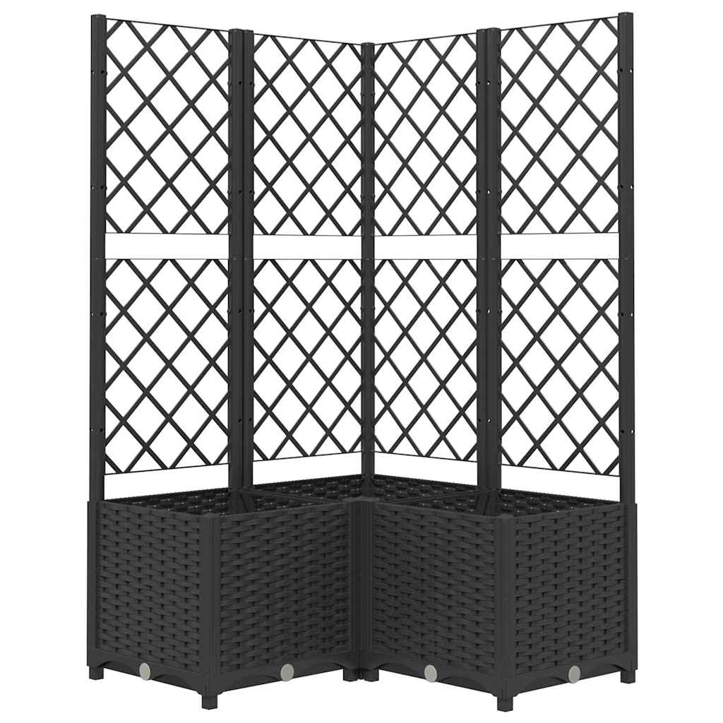 Pflanzkübel mit Spalier Schwarz 80x80x136 cm PP