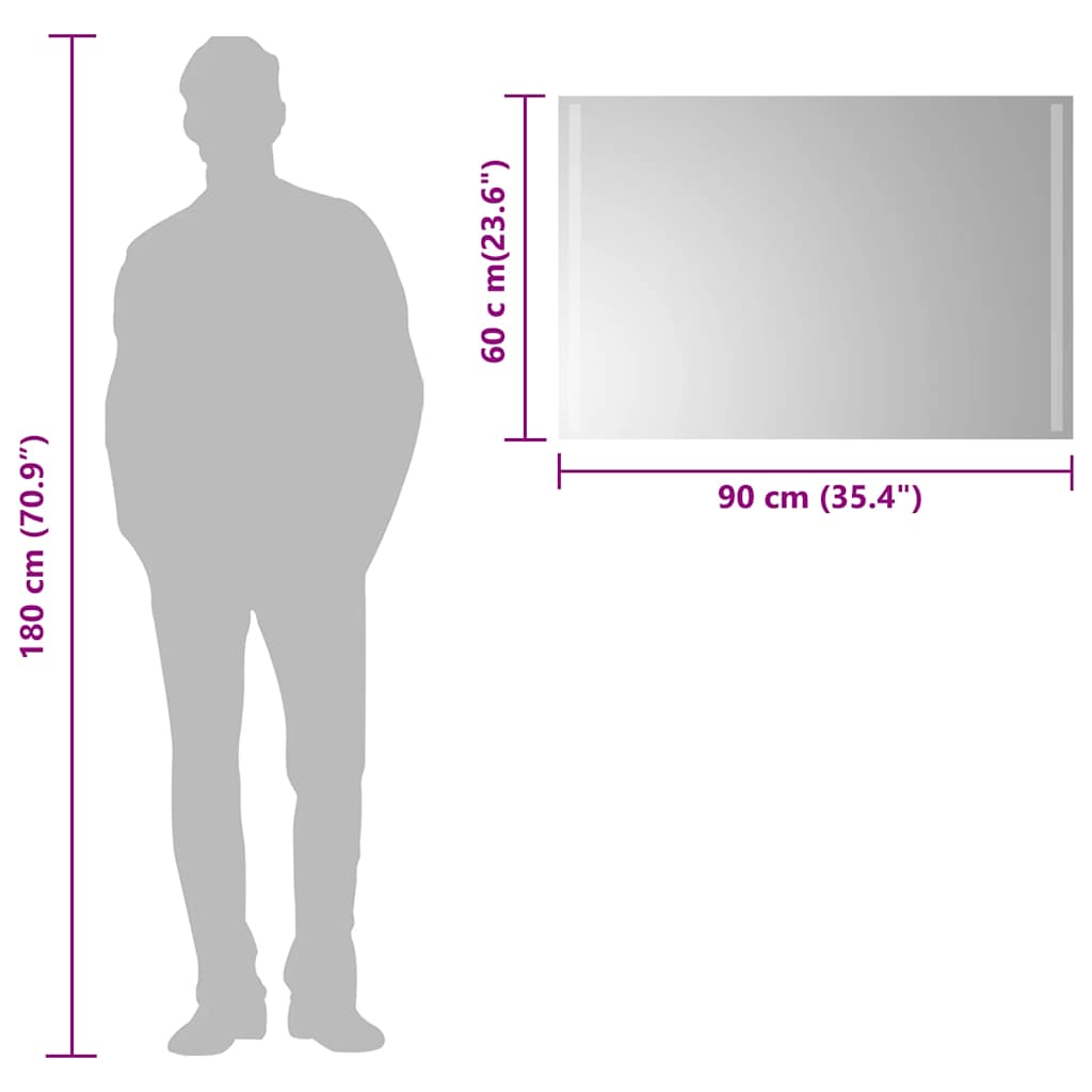 LED-Badspiegel 90x60 cm