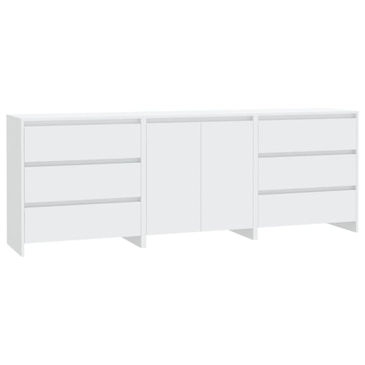 3-tlg. Sideboard Weiß Holzwerkstoff