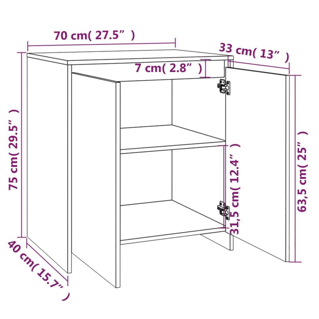 3-tlg. Sideboard Räuchereiche Holzwerkstoff