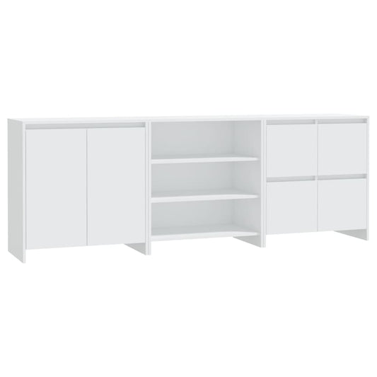 3-tlg. Sideboard Weiß Holzwerkstoff