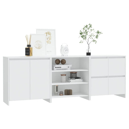 3-tlg. Sideboard Weiß Holzwerkstoff