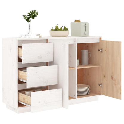 Sideboard Weiß 111x34x75 cm Massivholz Kiefer