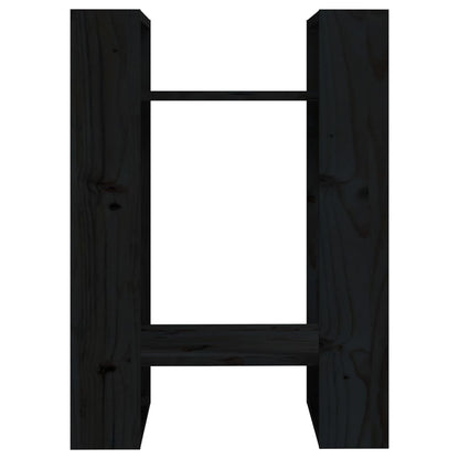 Bücherregal/Raumteiler Schwarz 41x35x57 cm Massivholz Kiefer