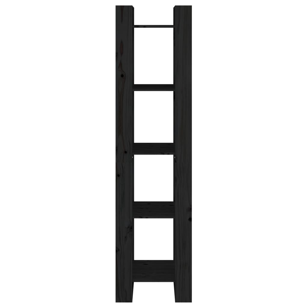 Bücherregal/Raumteiler Schwarz 41x35x160 cm Massivholz Kiefer