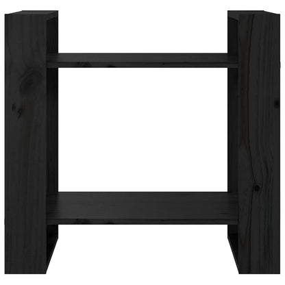 Bücherregal/Raumteiler Schwarz 60x35x57 cm Massivholz Kiefer