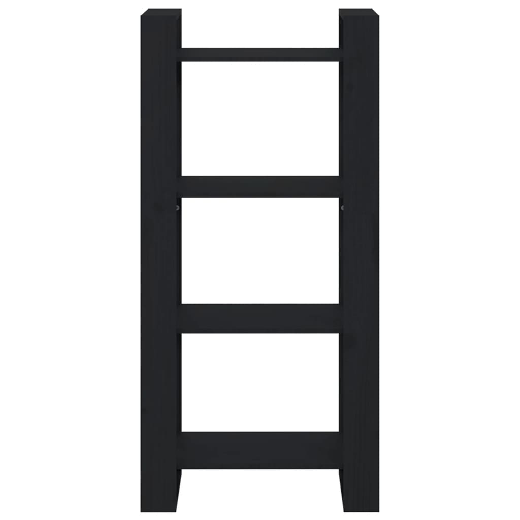 Bücherregal/Raumteiler Schwarz 60x35x125 cm Massivholz