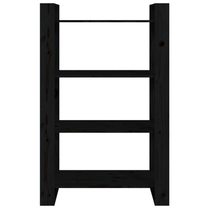 Bücherregal/Raumteiler Schwarz 80x35x125 cm Massivholz Kiefer