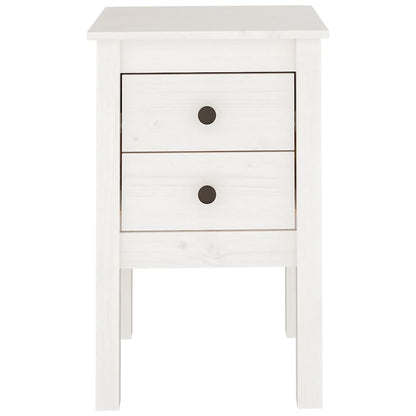 Nachttische 2 Stk. Weiß 40x35x61,5 cm Massivholz Kiefer