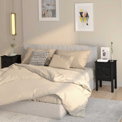 Nachttische 2 Stk. Schwarz 40x35x61,5 cm Massivholz Kiefer