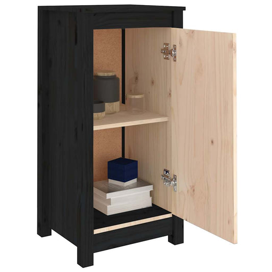 Sideboards 2 Stk. Schwarz 39x35x80 cm Massivholz Kiefer