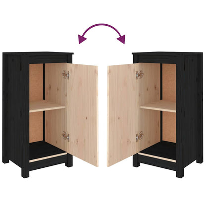 Sideboards 2 Stk. Schwarz 39x35x80 cm Massivholz Kiefer