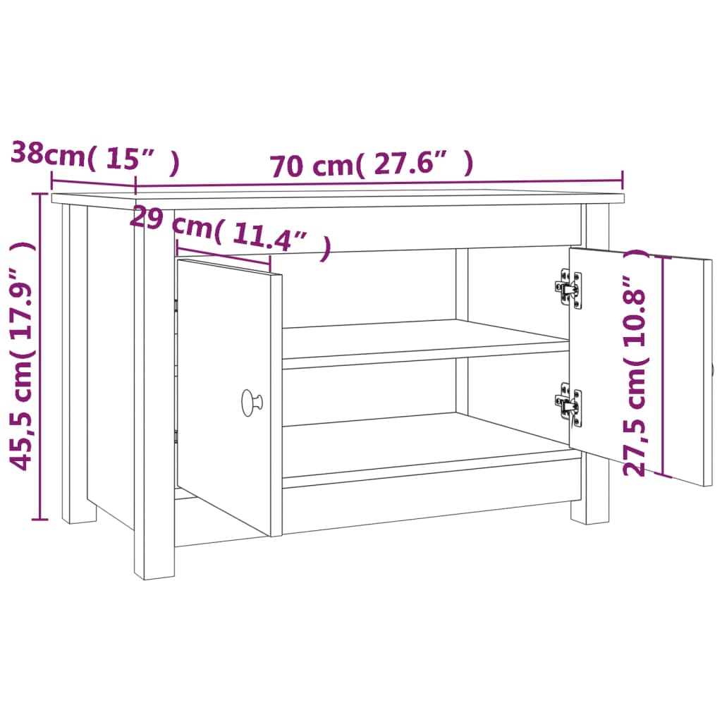 Schuhschrank 70x38x45,5 cm Massivholz Kiefer