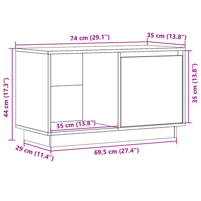 TV-Schrank Grau 74x35x44 cm Massivholz Kiefer