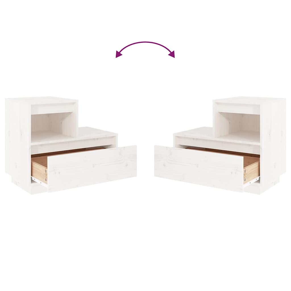 Nachttisch Weiß 60x34x51 cm Massivholz Kiefer