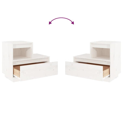 Nachttisch Weiß 60x34x51 cm Massivholz Kiefer