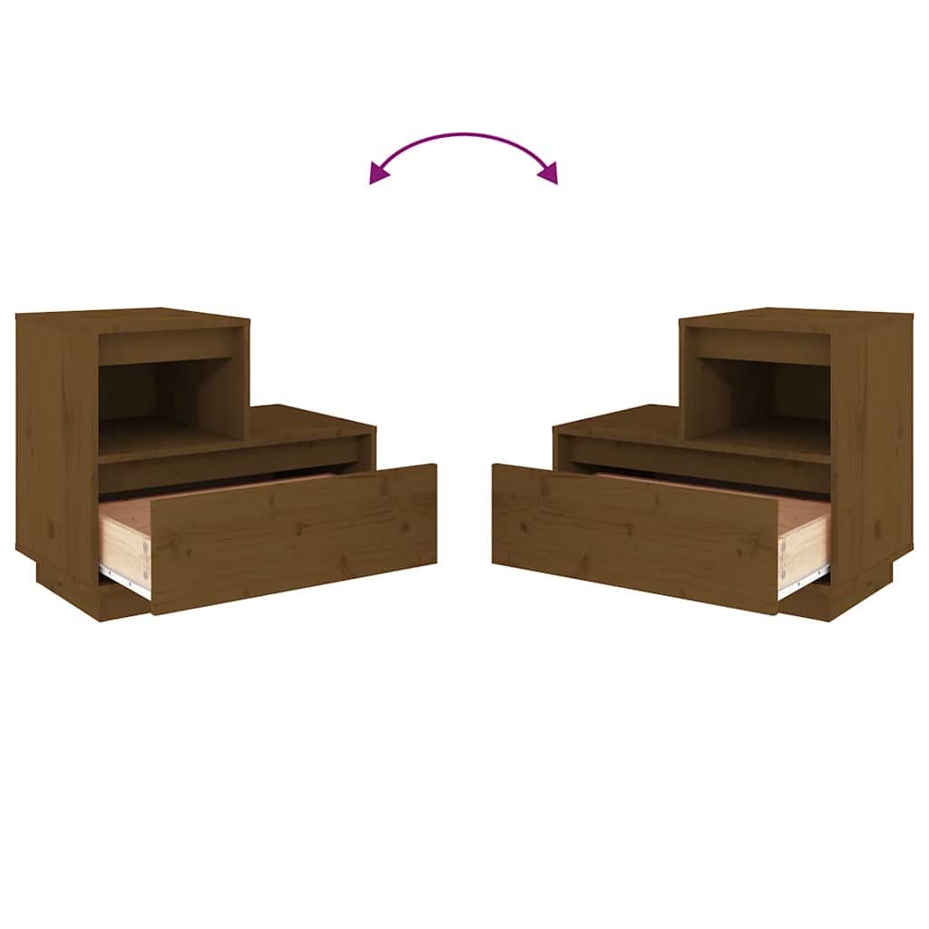 Nachttische 2 Stk. Honigbraun 60x34x51 cm Massivholz Kiefer