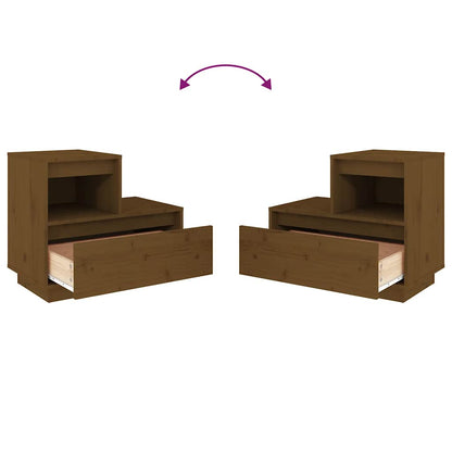 Nachttische 2 Stk. Honigbraun 60x34x51 cm Massivholz Kiefer