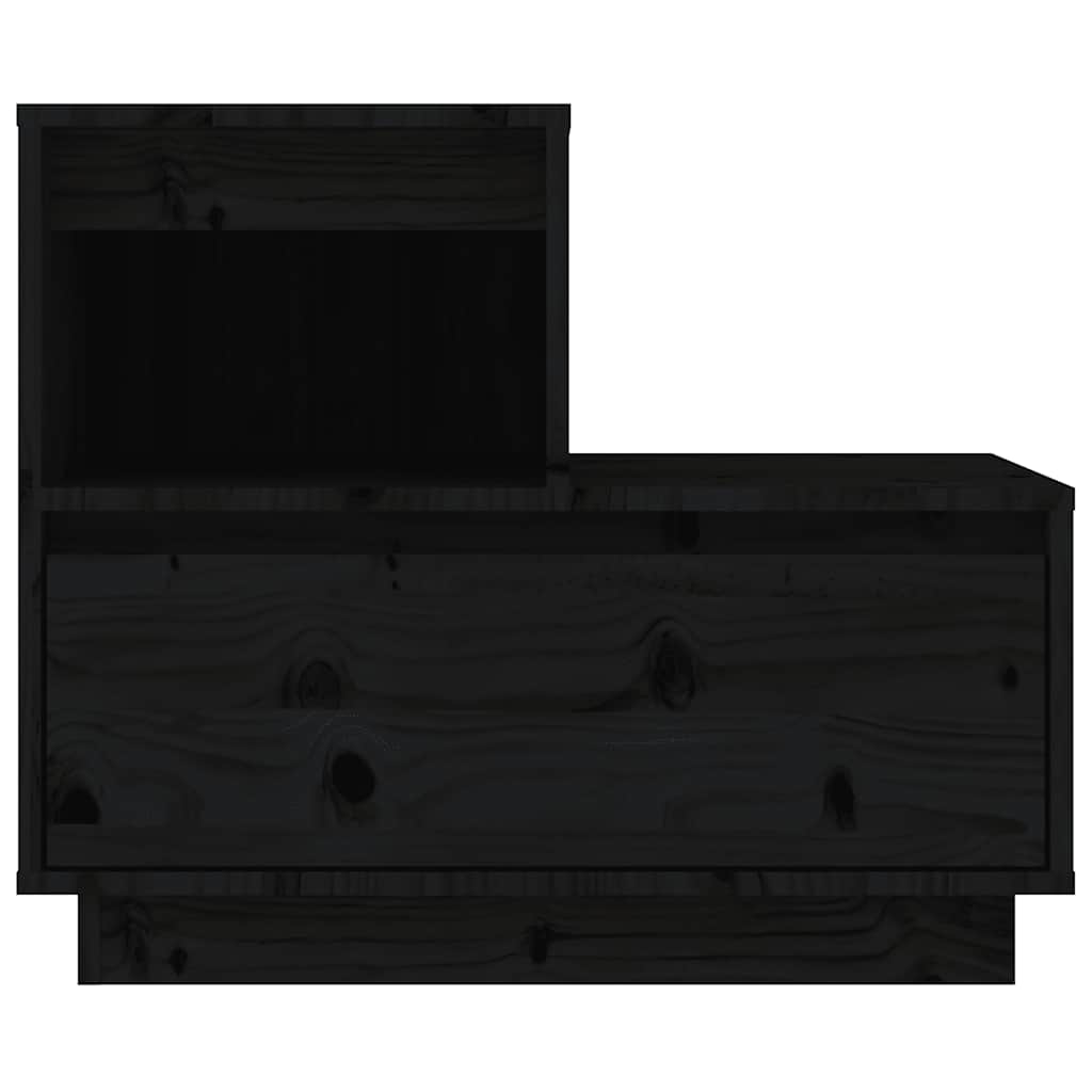 Nachttische 2 Stk. Schwarz 60x34x51 cm Massivholz Kiefer