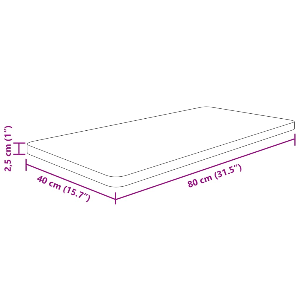 Waschtischplatte 80x40x2,5cm cm Massivholz Unbehandelt